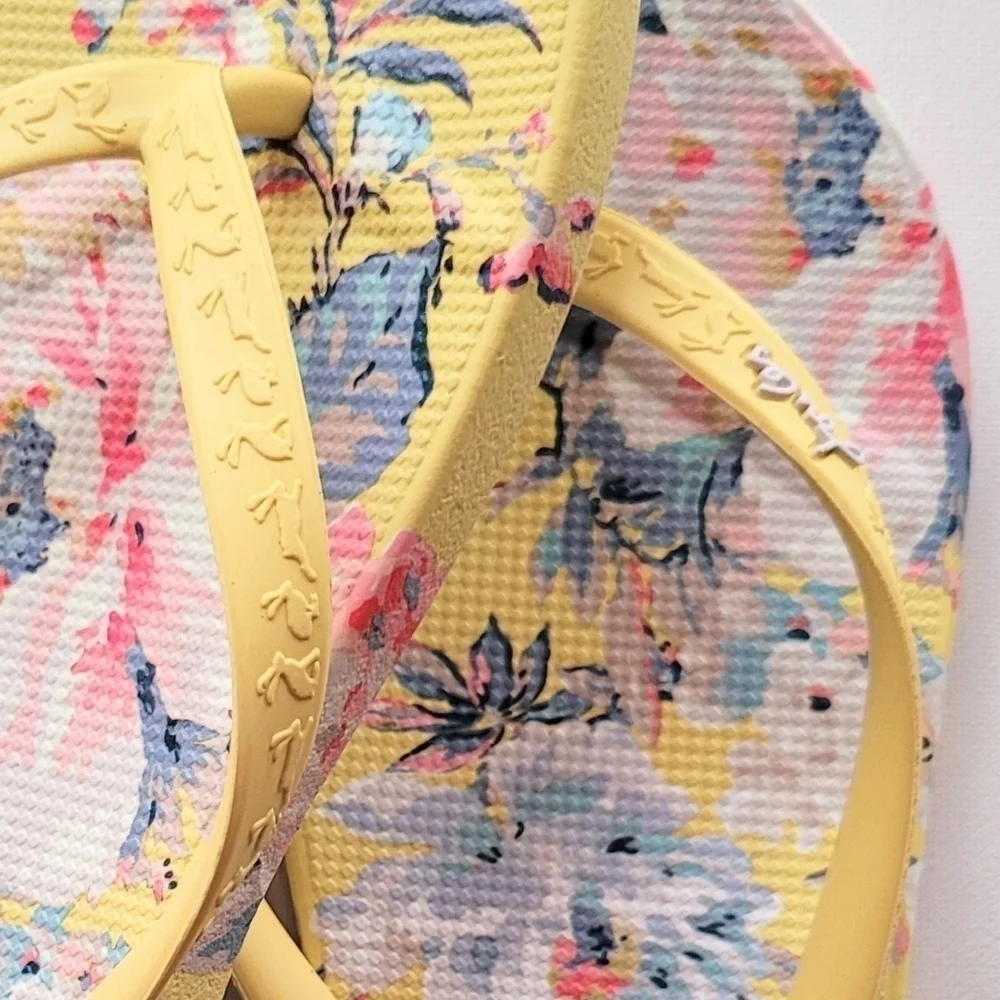 Joules Flip Flops Yellow Floral - Picture 3 of 3